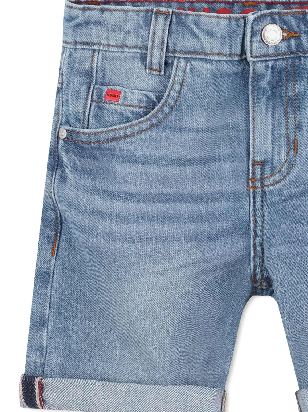 HUGO KIDS Spijkershorts met logopatch Blauw