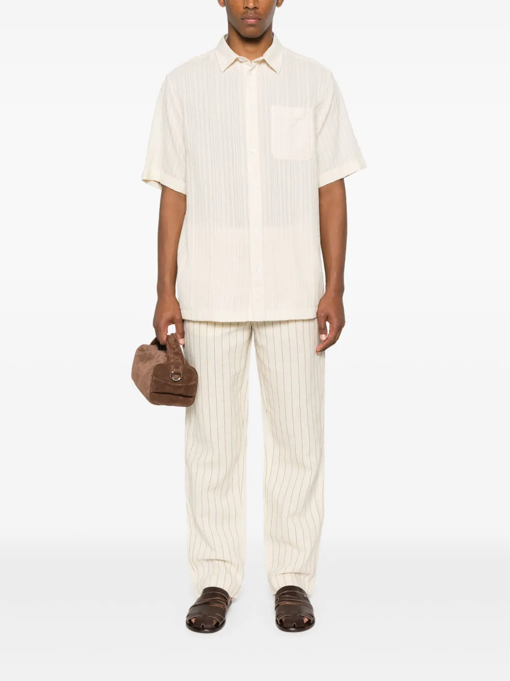 Les Deux Gestreepte broek - Beige