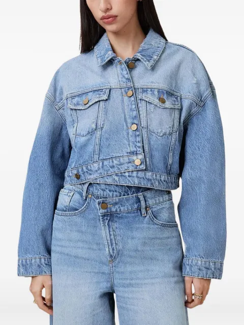 AllSaints Jaqueta jeans cropped com efeito destroyed