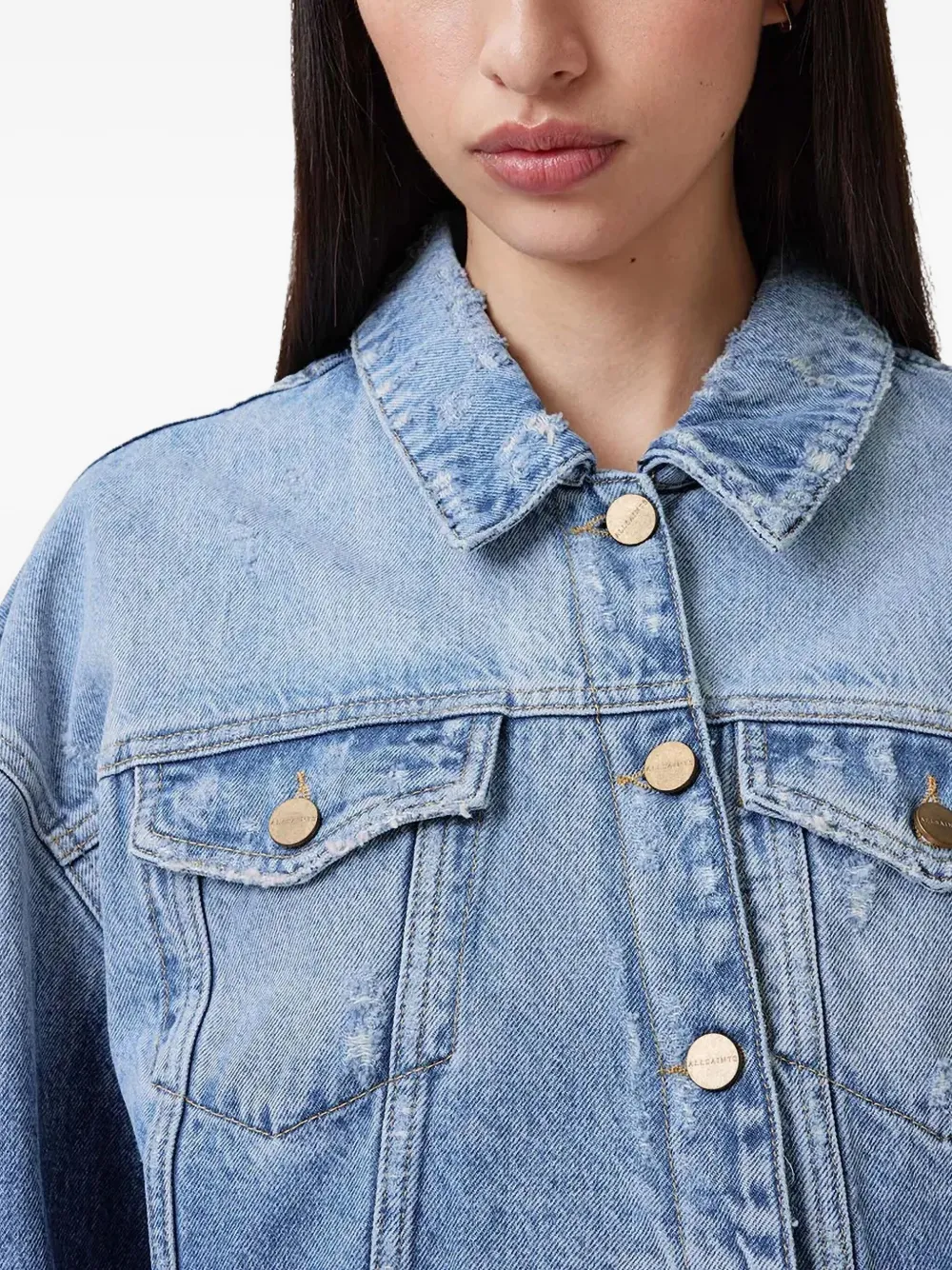AllSaints Denim jack Blauw