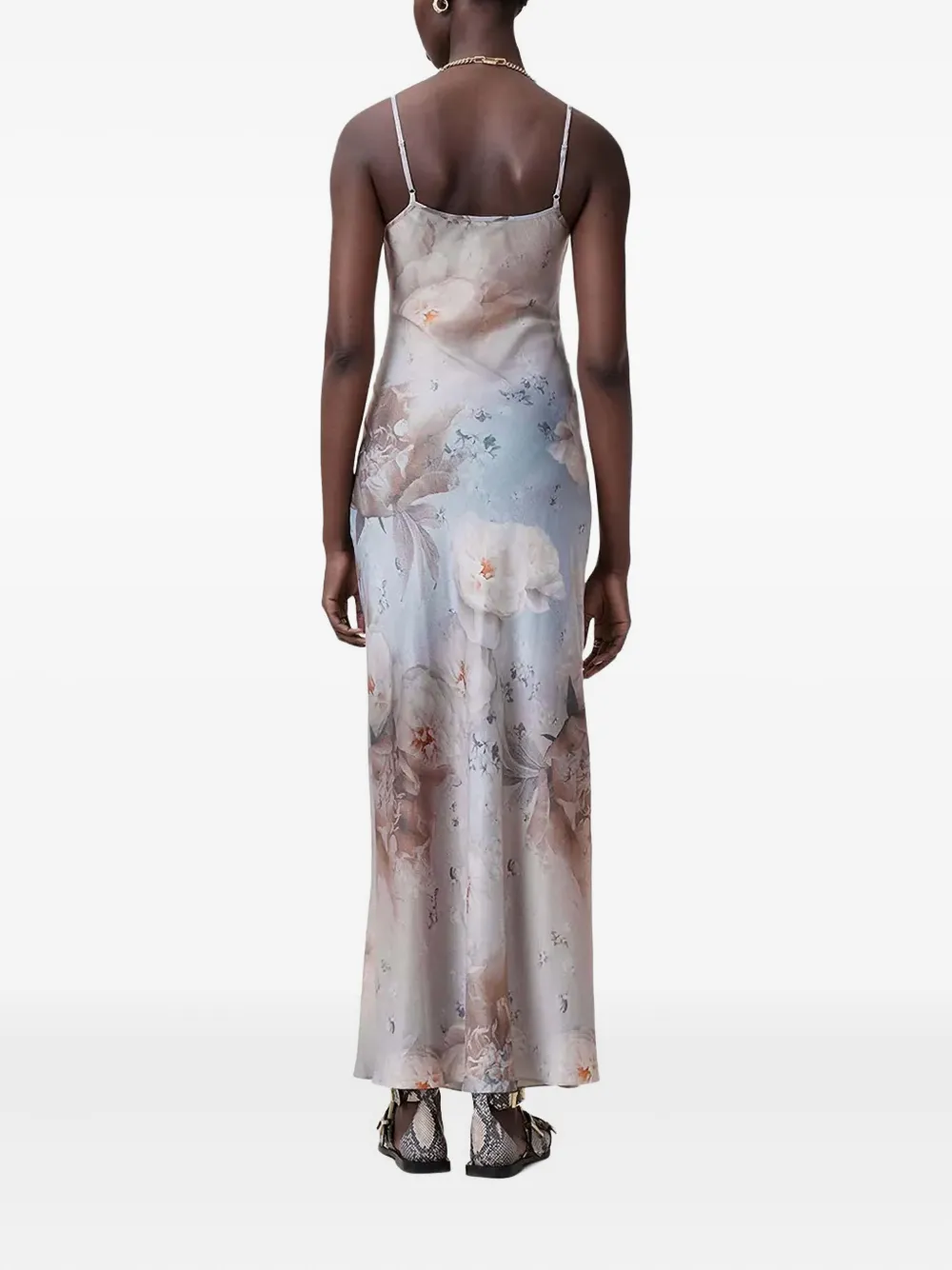 AllSaints Maxi-jurk met bloemenprint Blauw