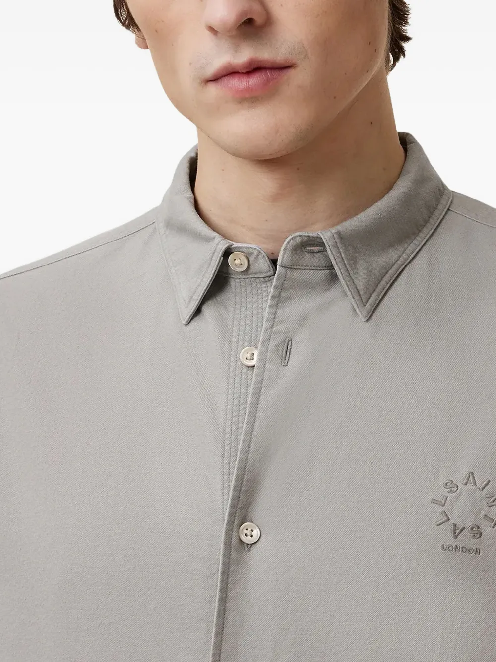 AllSaints Haven overhemd met geborduurd logo Grijs