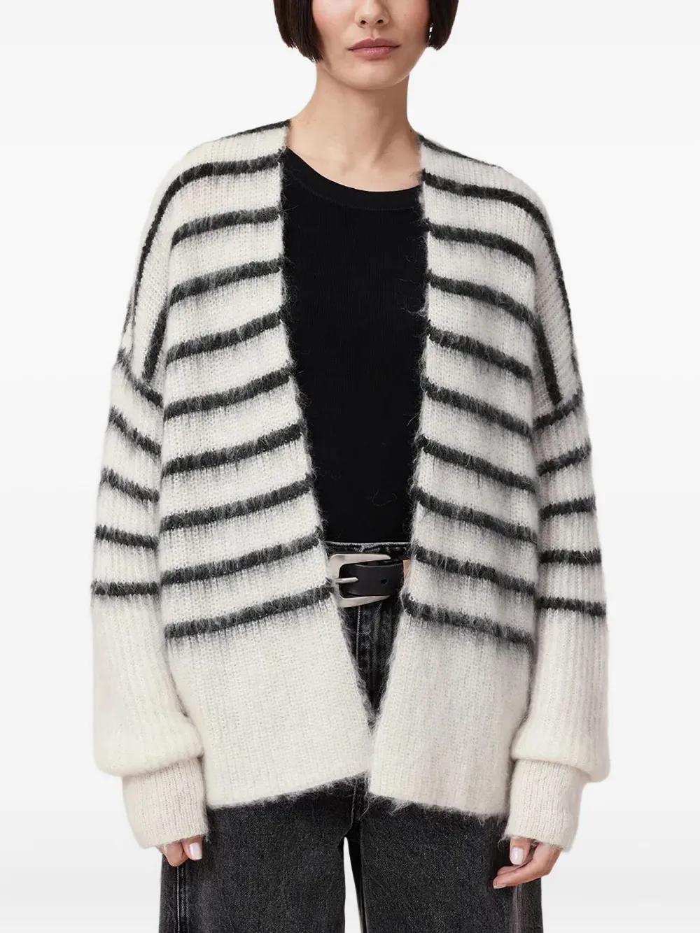 AllSaints Riga gestreept vest Wit