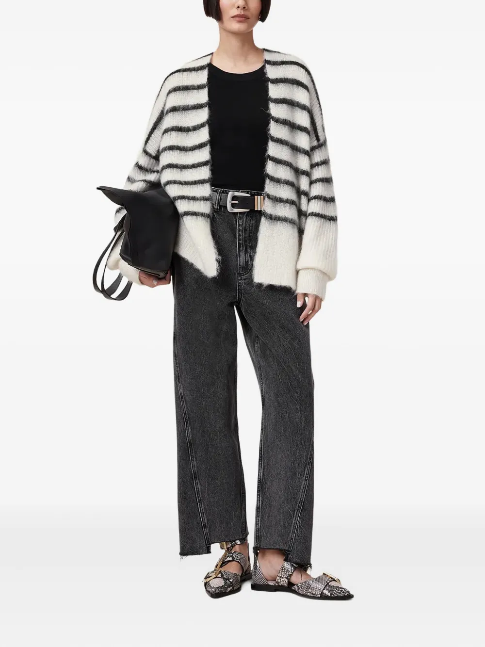 AllSaints Riga gestreept vest Wit