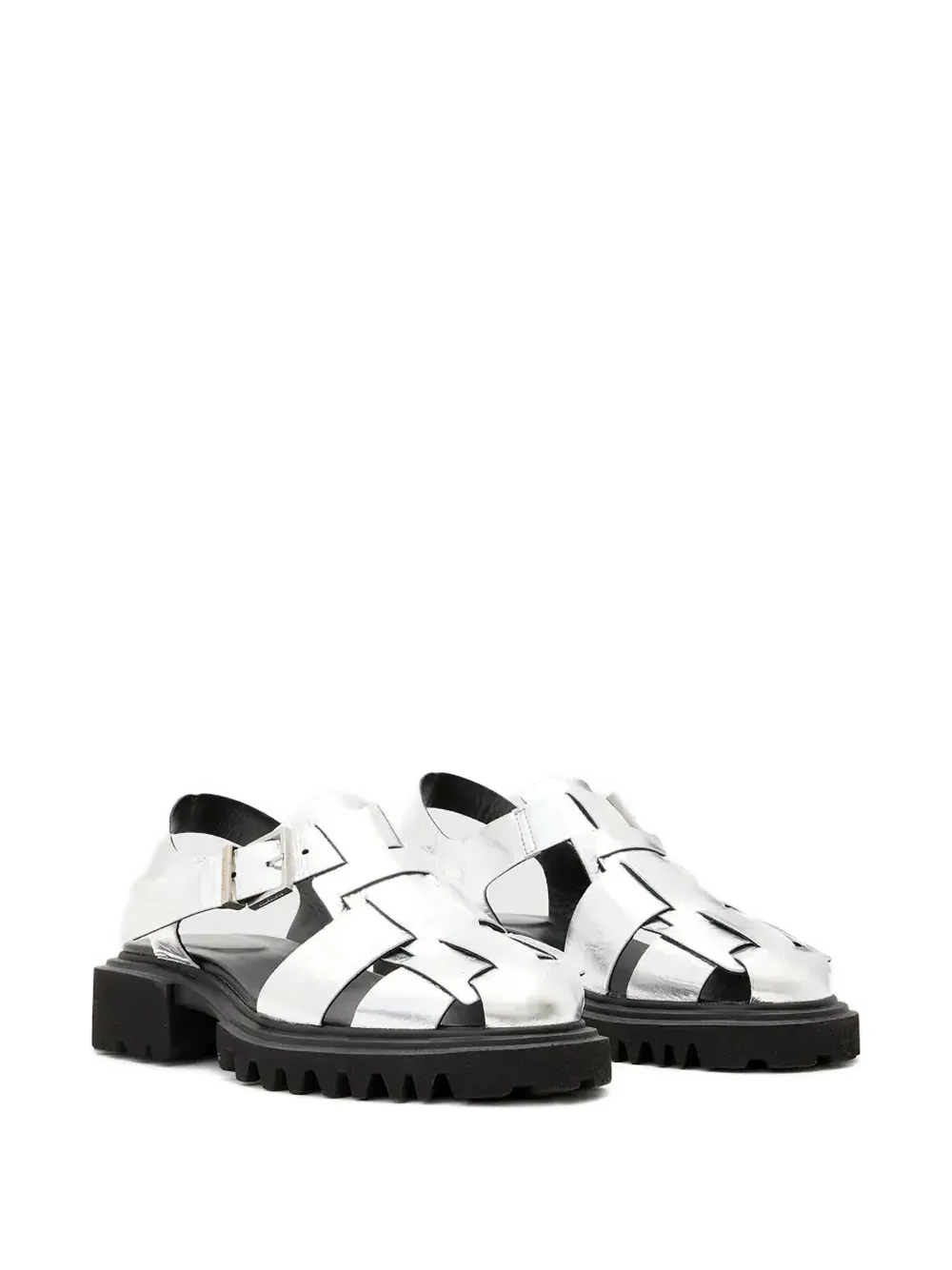 AllSaints Tess Chunky leather sandals Silver