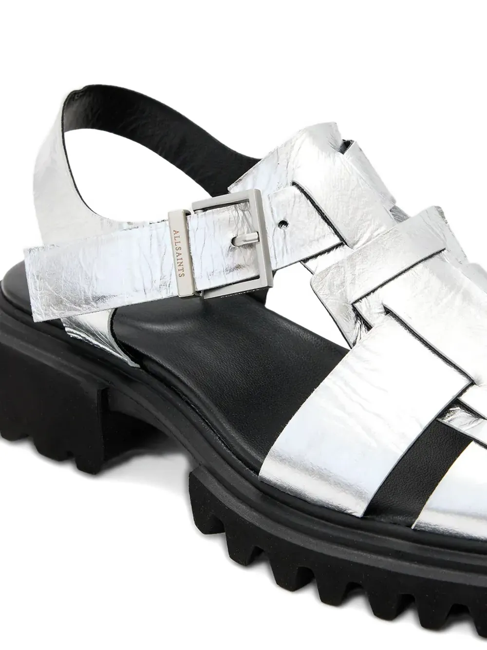 AllSaints Tess Chunky leather sandals Silver