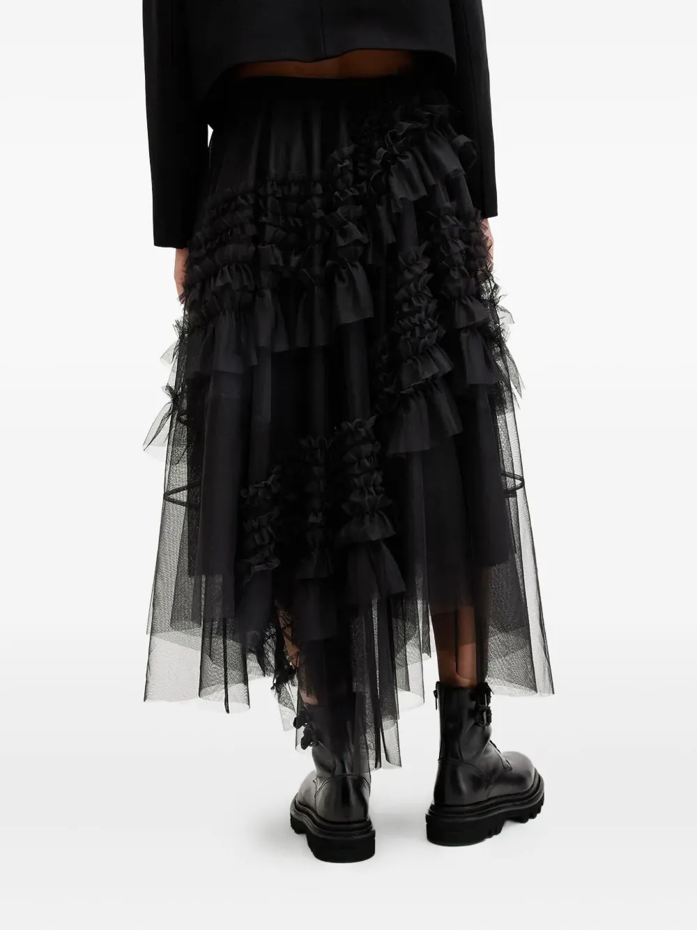 AllSaints Tulen rok met ruches Zwart