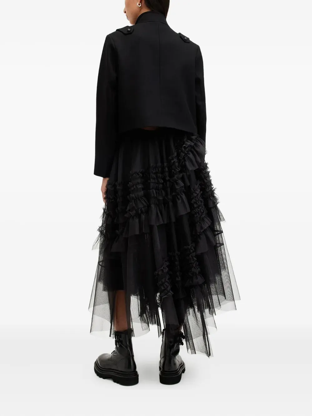 AllSaints Tulen rok met ruches Zwart