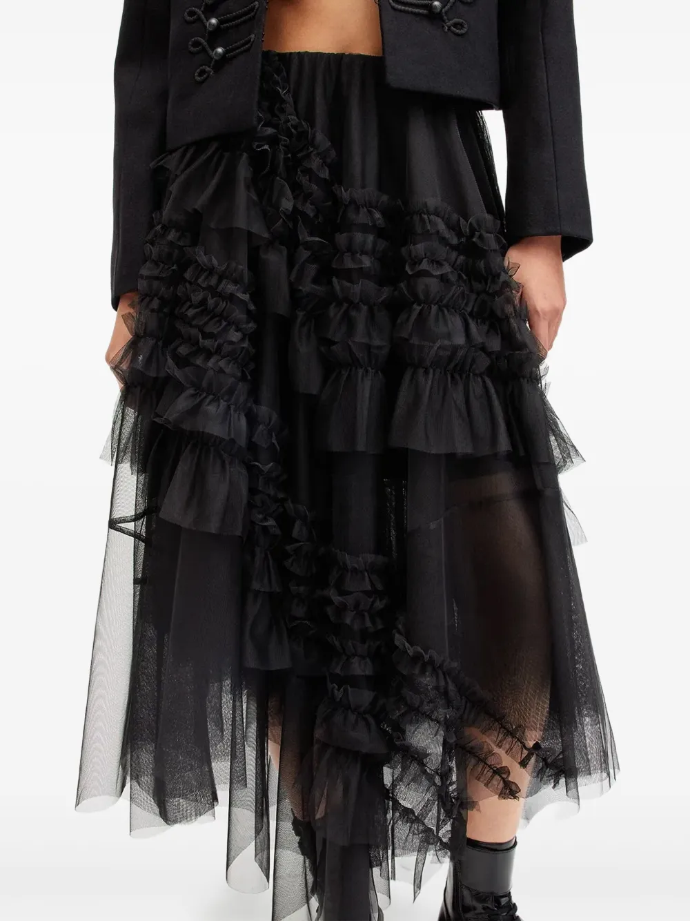 AllSaints Tulen rok met ruches Zwart