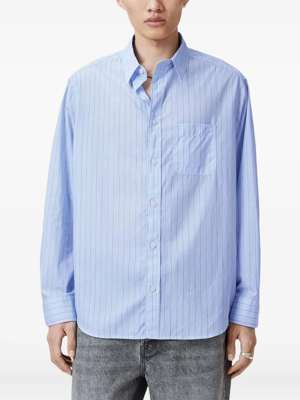 AllSaints Overhemd met krijtstreep Blauw