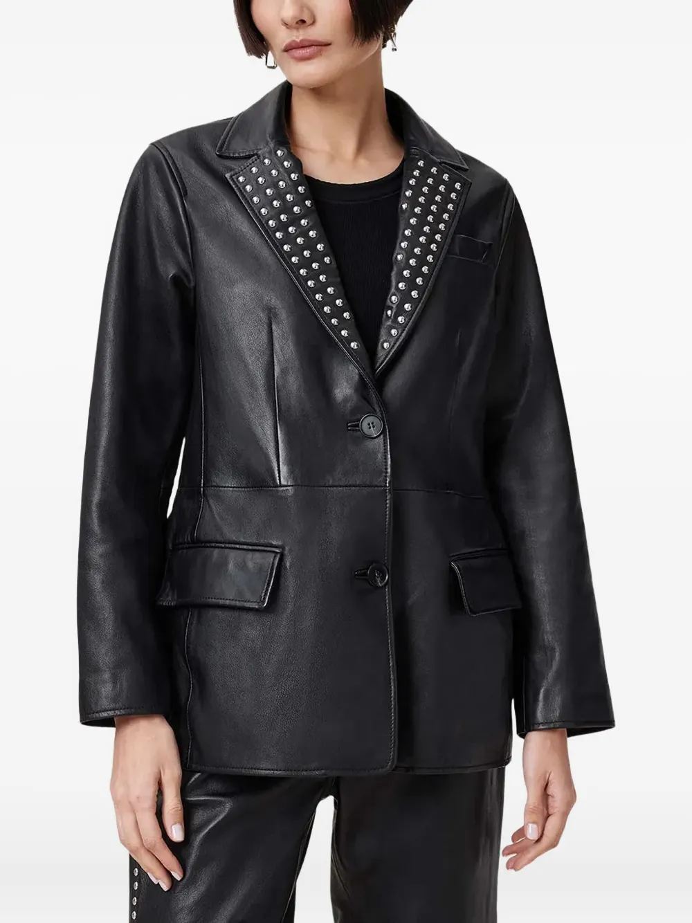 AllSaints Leren blazer Zwart