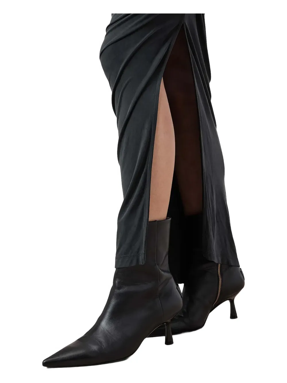 AllSaints クロスネック ギャザードレス - ブラック AllSaints クロスネック ギャザードレス - ブラック