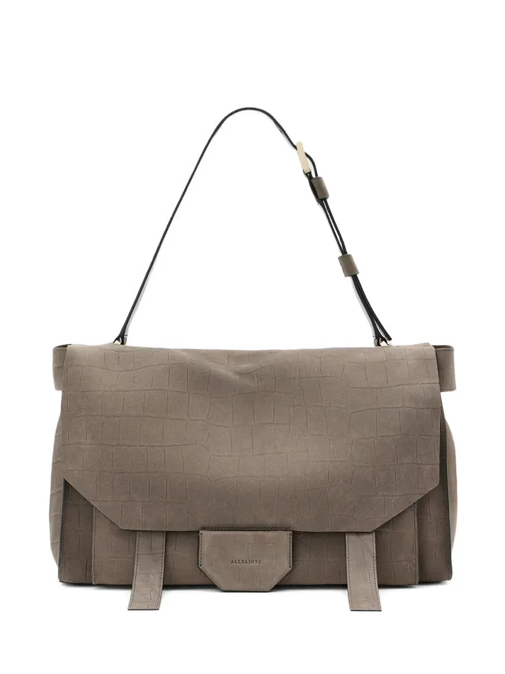 AllSaints croco-embossed shoulder bag | Grey | Image 1