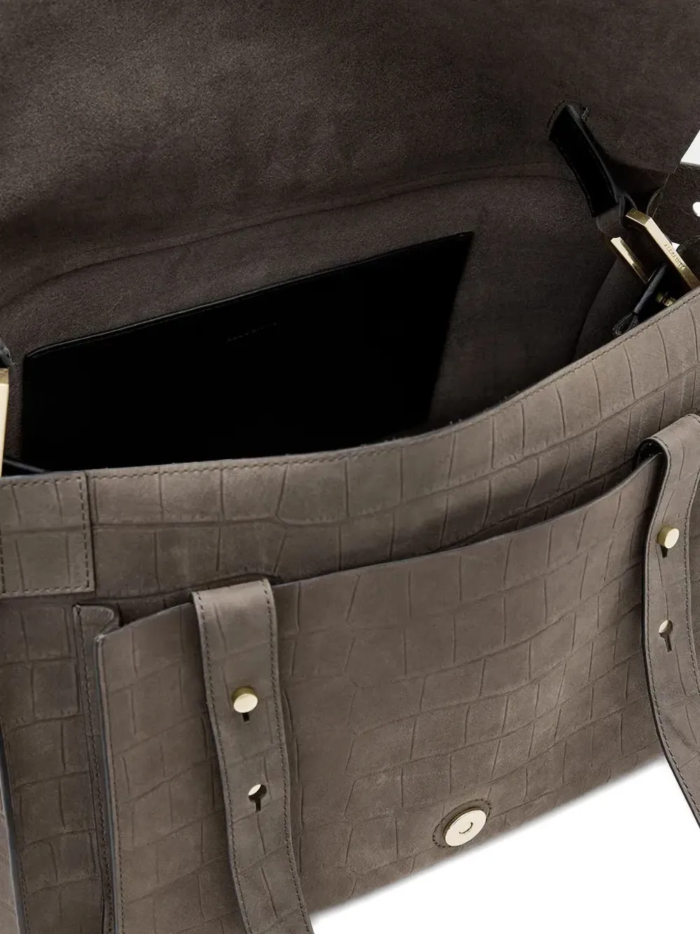 Shop Allsaints Croco-embossed Shoulder Bag