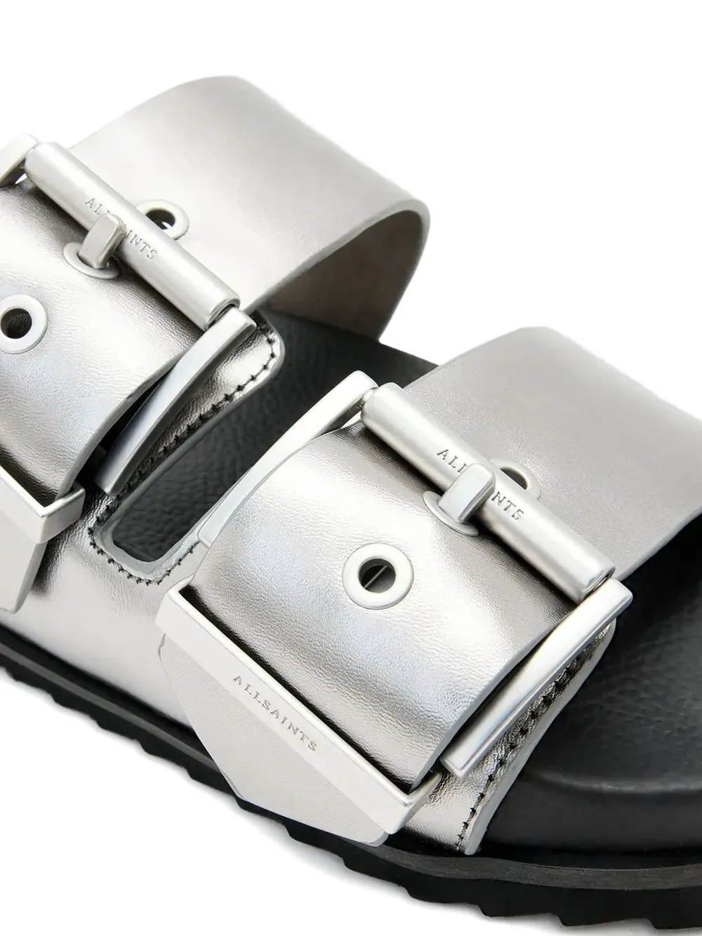 AllSaints metallic slides Silver