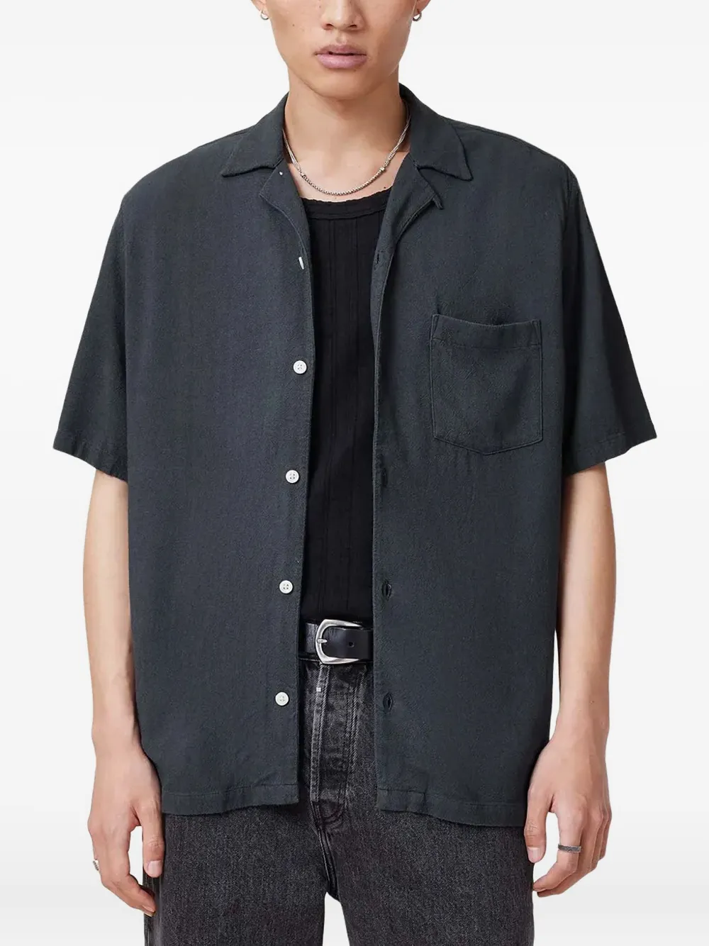 AllSaints Cudi overhemd met opgestikte zak Blauw