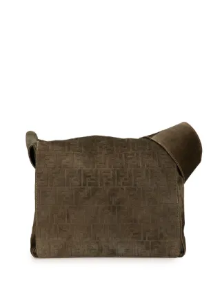FENDI バケット ダークブラウン スエード ショルダーバッグ Fendi Pre-Owned 20th Century ズッカ スエード メッセンジャー