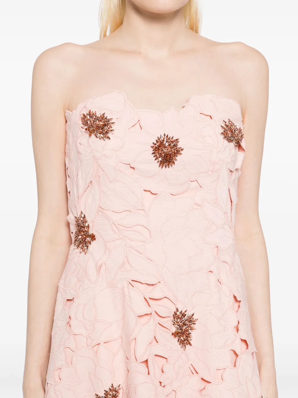 COSTARELLOS FLORAL-CUT LACE DRESS