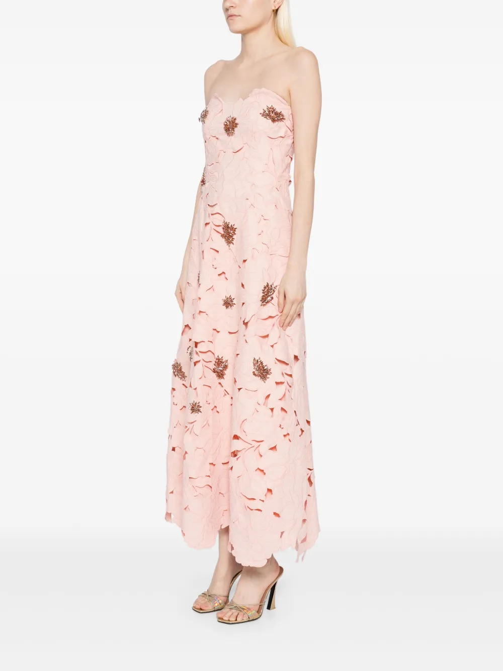 COSTARELLOS FLORAL-CUT LACE DRESS