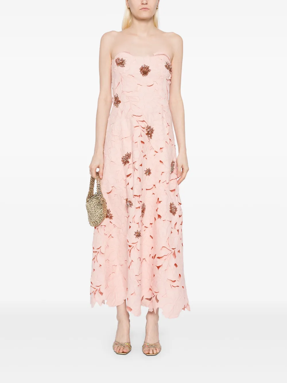 Costarellos Jurk met bloemenkant - Roze