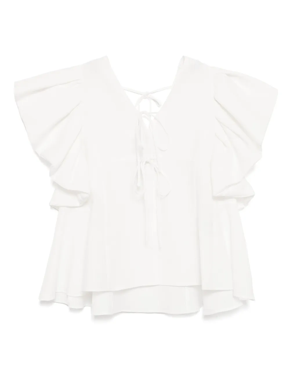V-neck shirring blouse
