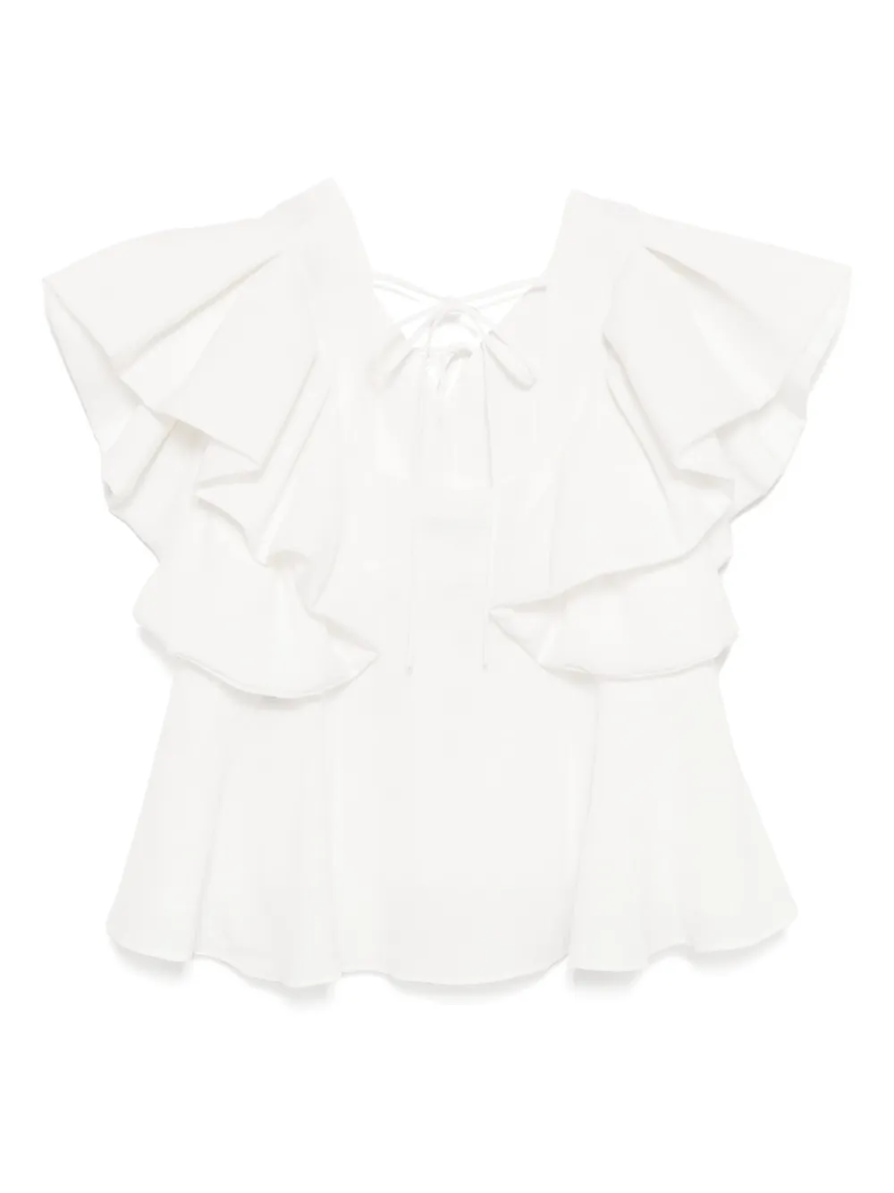 Juun.J V-neck shirring blouse - Wit