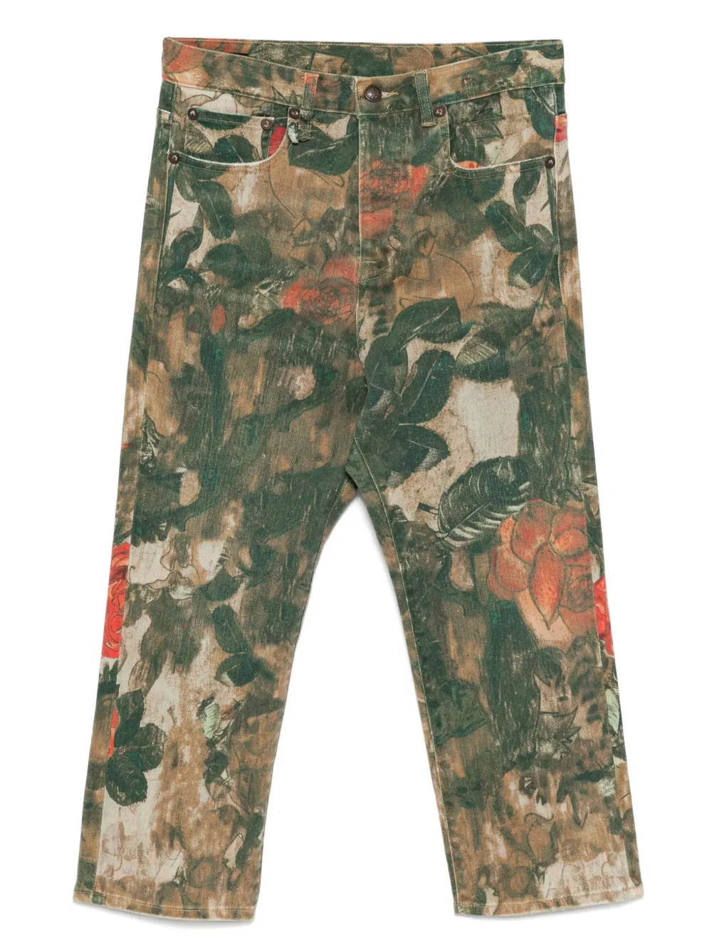 R13 Jeans met bloemenprint Groen