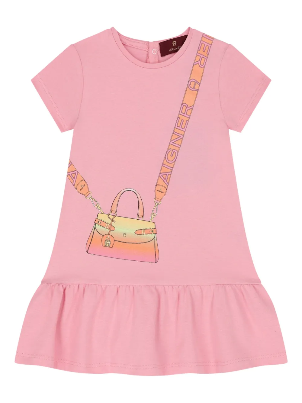 Aigner Kids Flared jurk met korte mouwen Roze