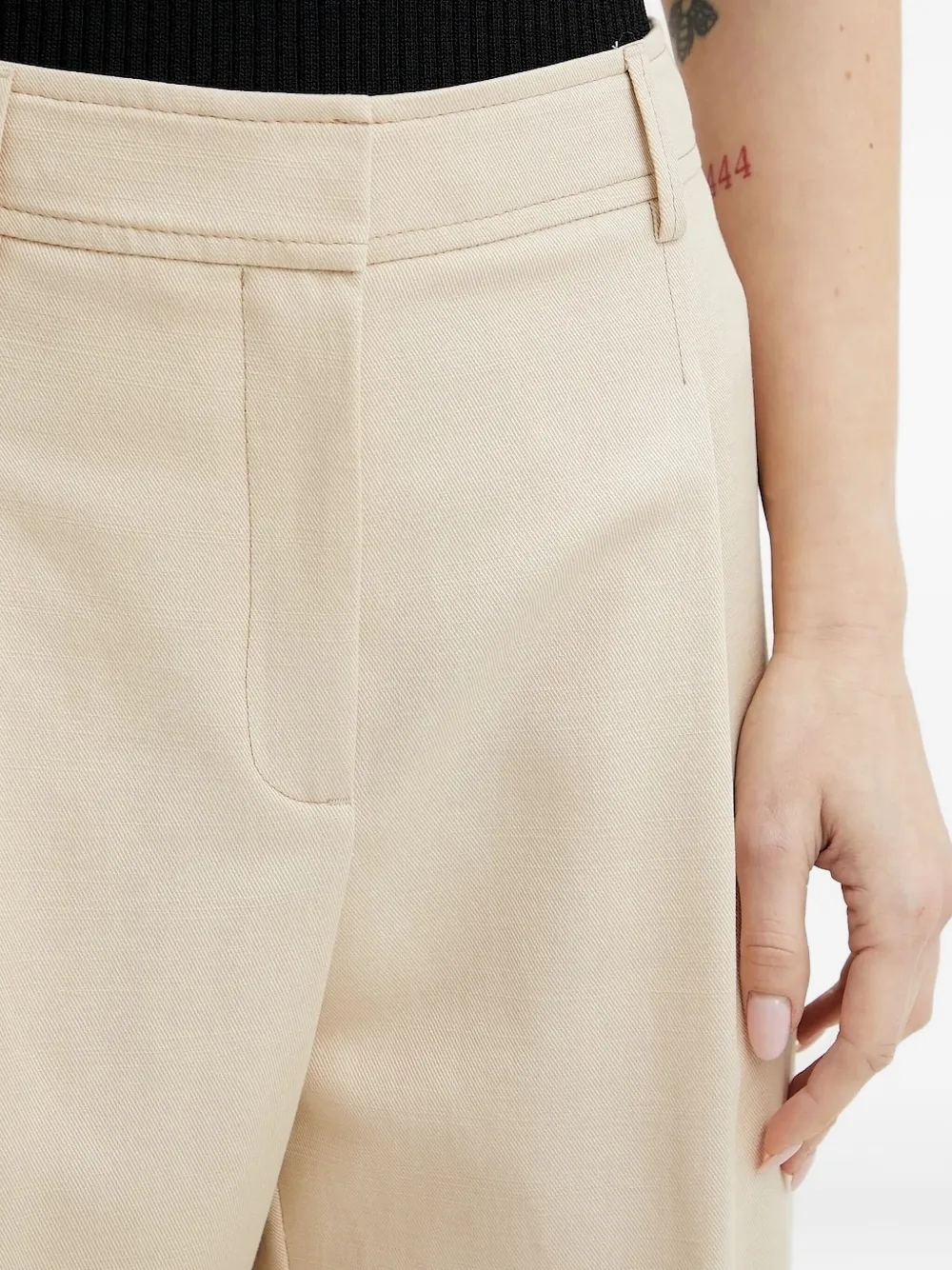 Hugo Boss Pleated High-waisted Trousers In Neutral