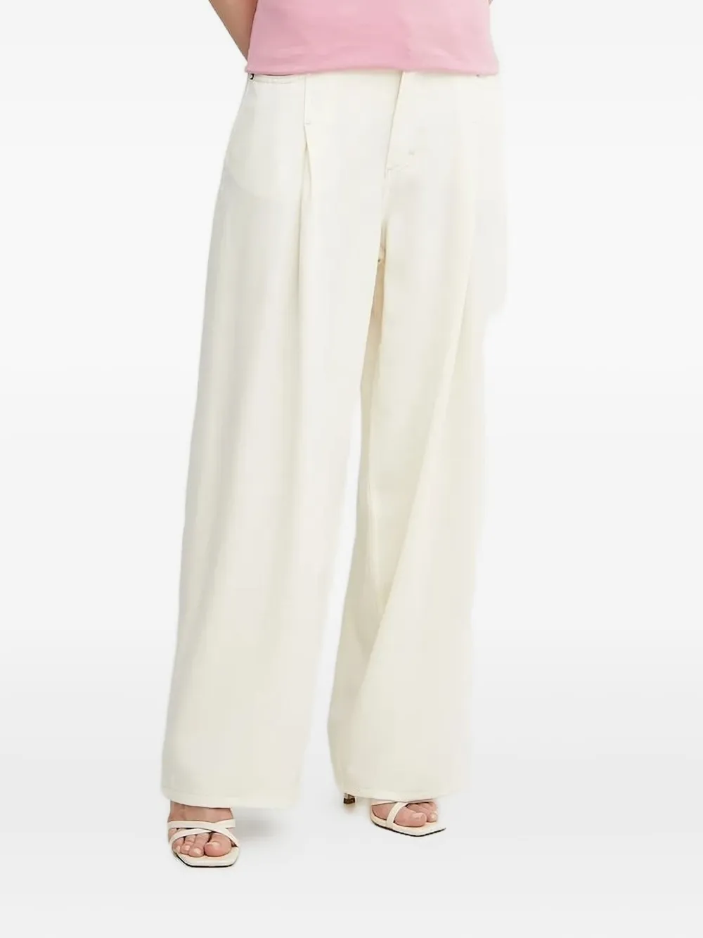Hugo Boss Pleated Wide-leg Jeans In White