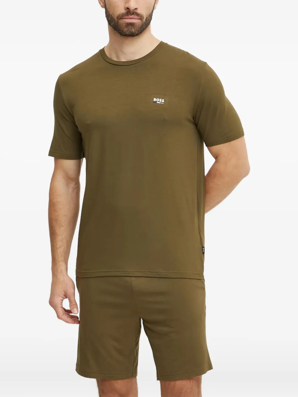 Hugo Boss Logo-detail Pyjama Set In Green