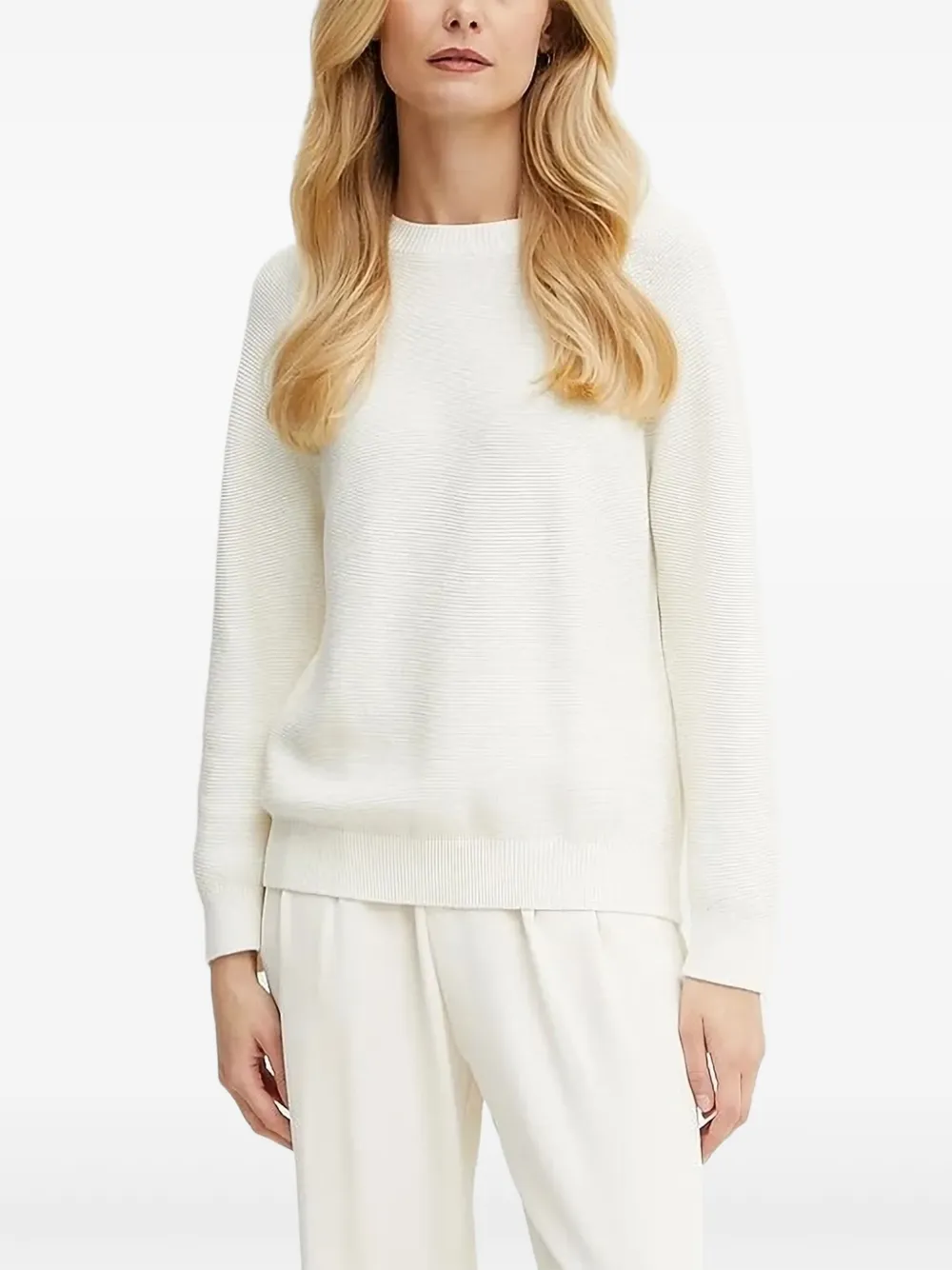 Hugo Boss Textured Long-sleeve Sweater In White