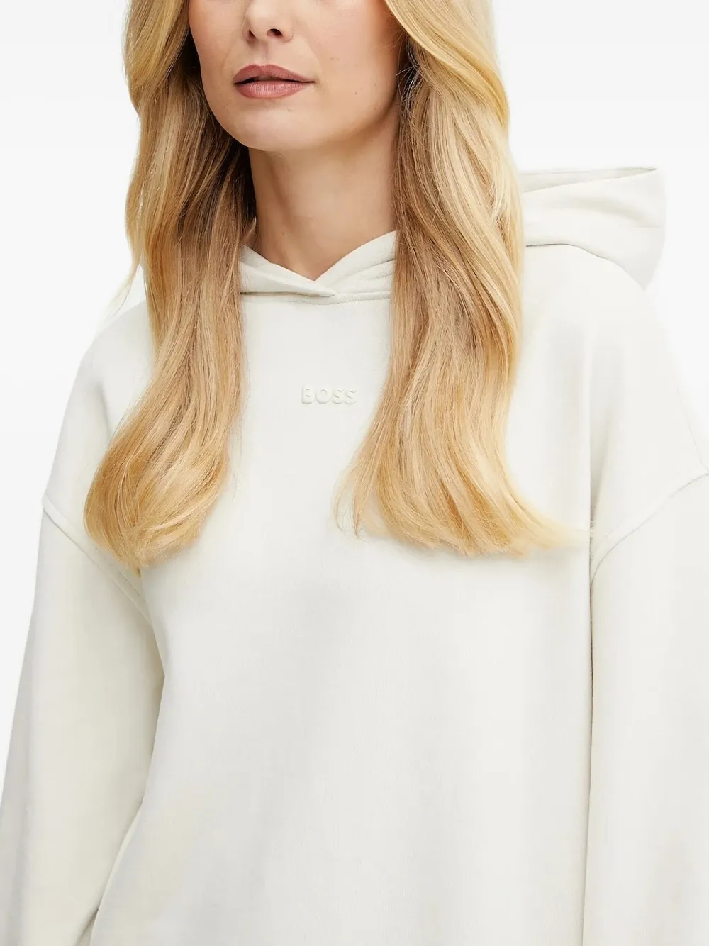 BOSS Hoodie met logodetail Wit