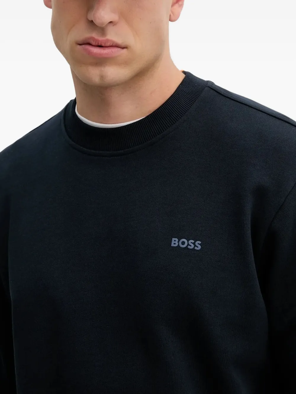 BOSS logo-print crew-neck sweatshirt Blauw