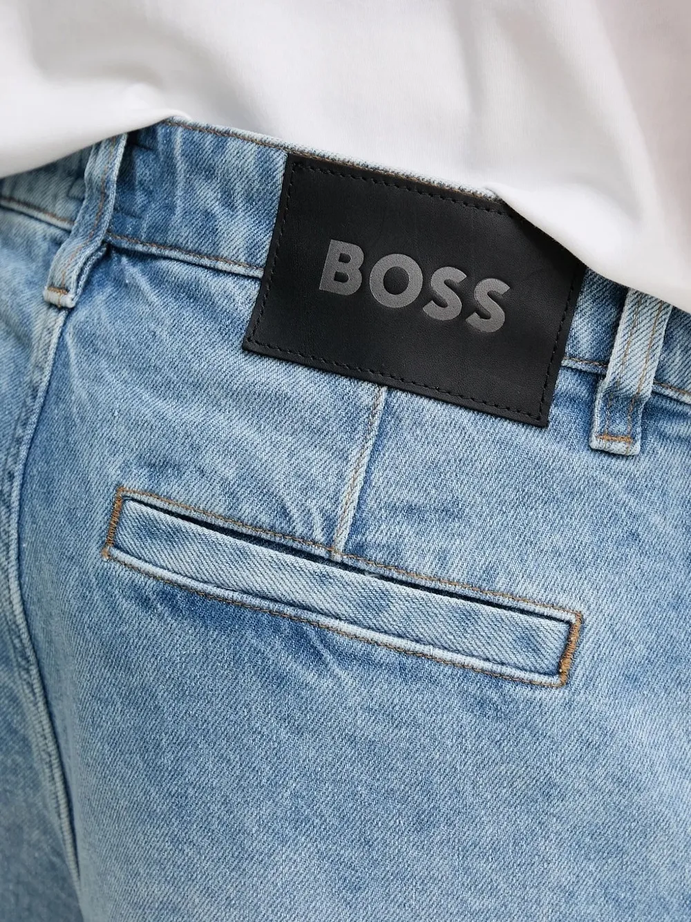 BOSS Spijkershorts met paspelzak Blauw