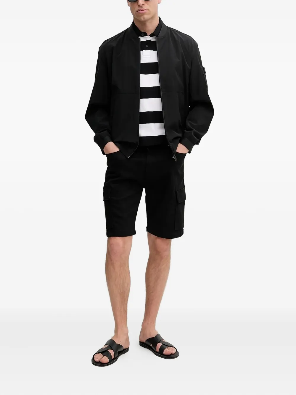 Hugo Boss Zip-fastening Bomber Jacket In Black
