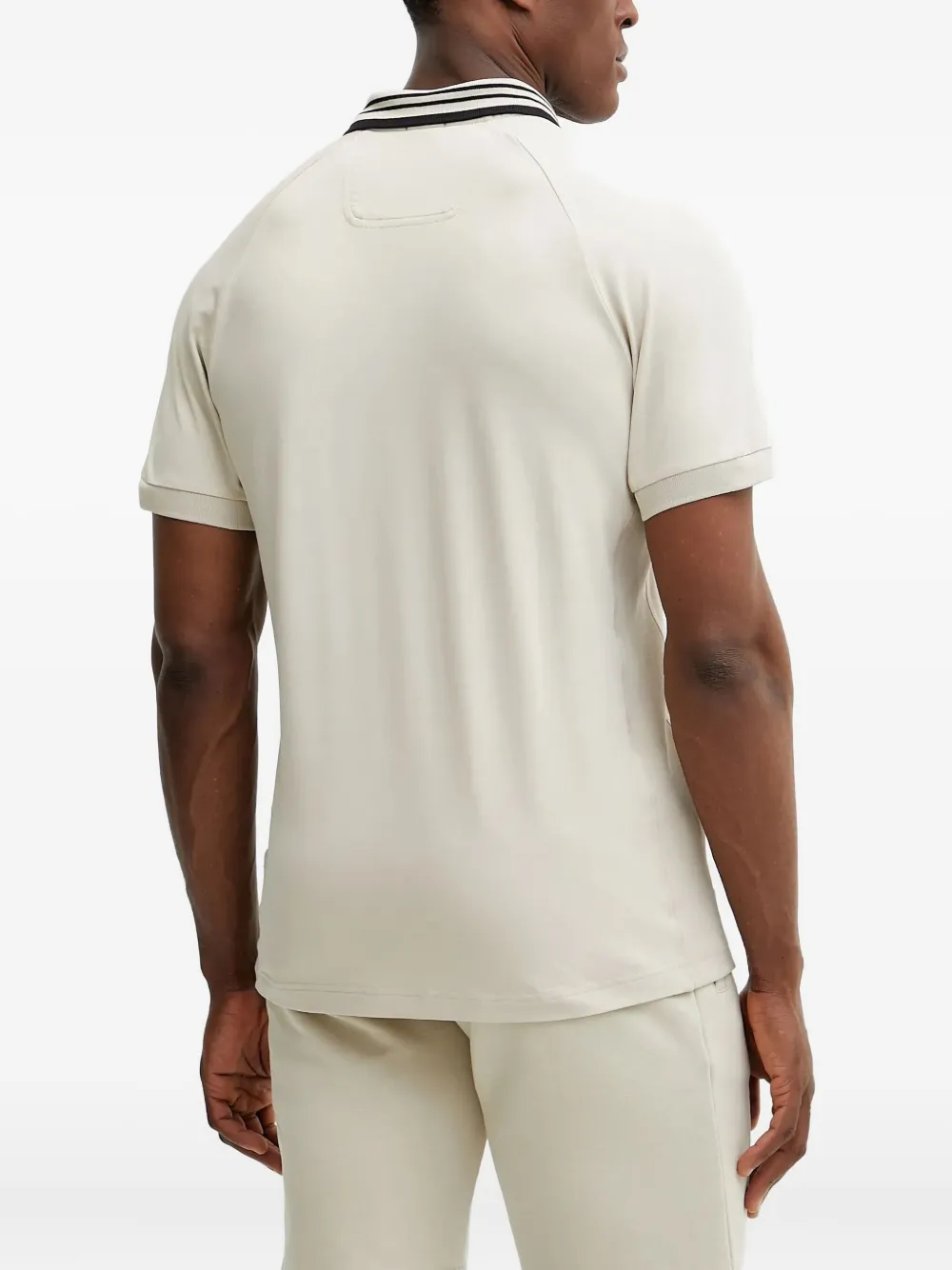 BOSS Poloshirt met gestreepte kraag Beige