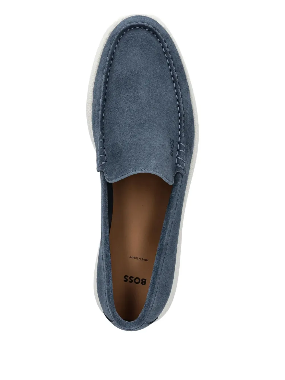 BOSS suede contrasting-sole loafers Blue