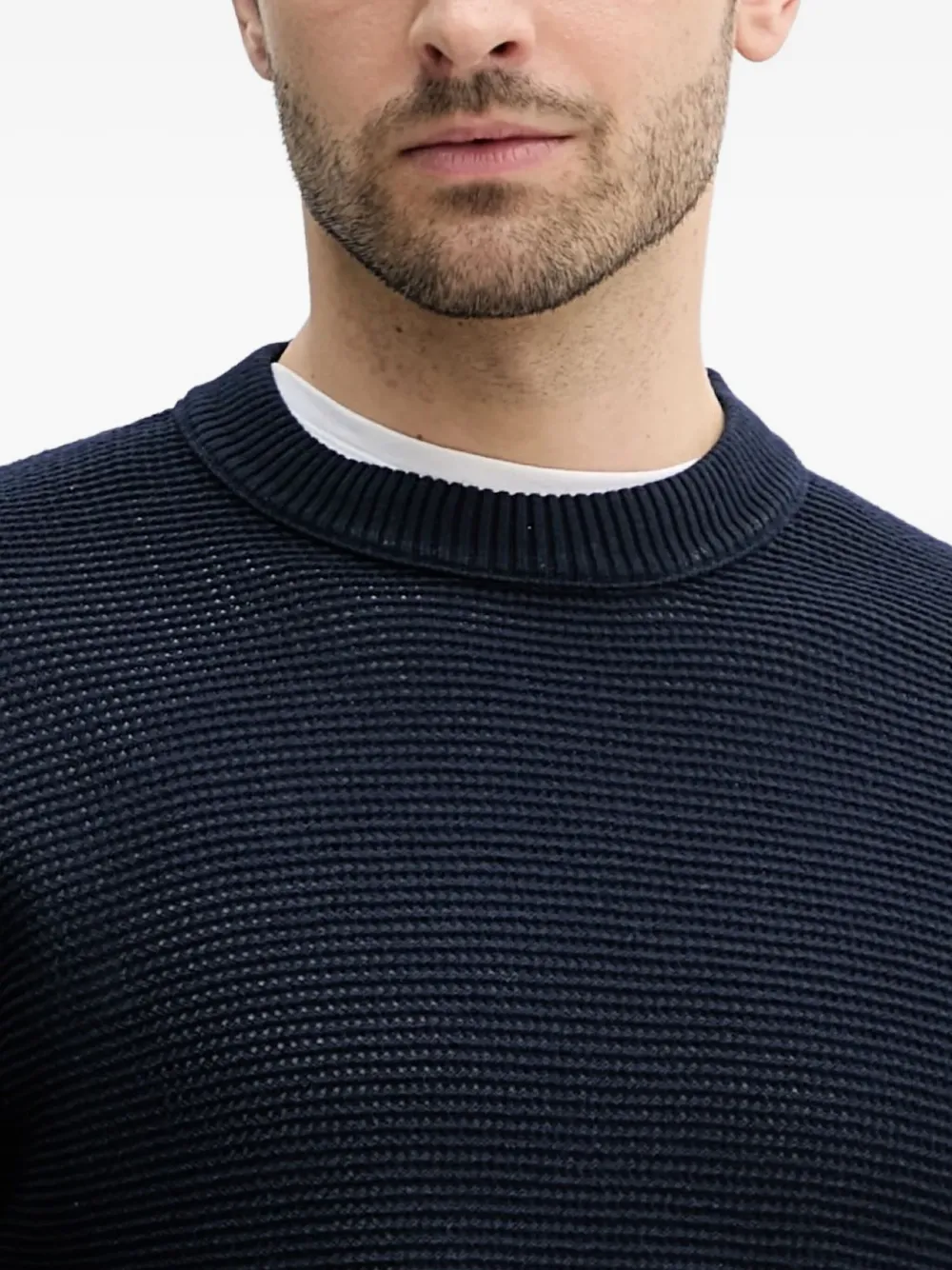 BOSS textured sweater Blauw