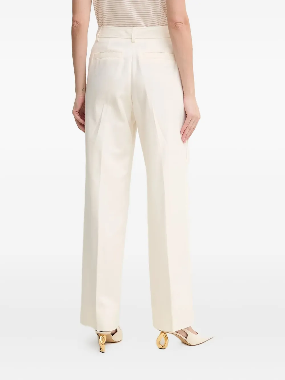 BOSS Geplooide broek met riemlussen - Beige