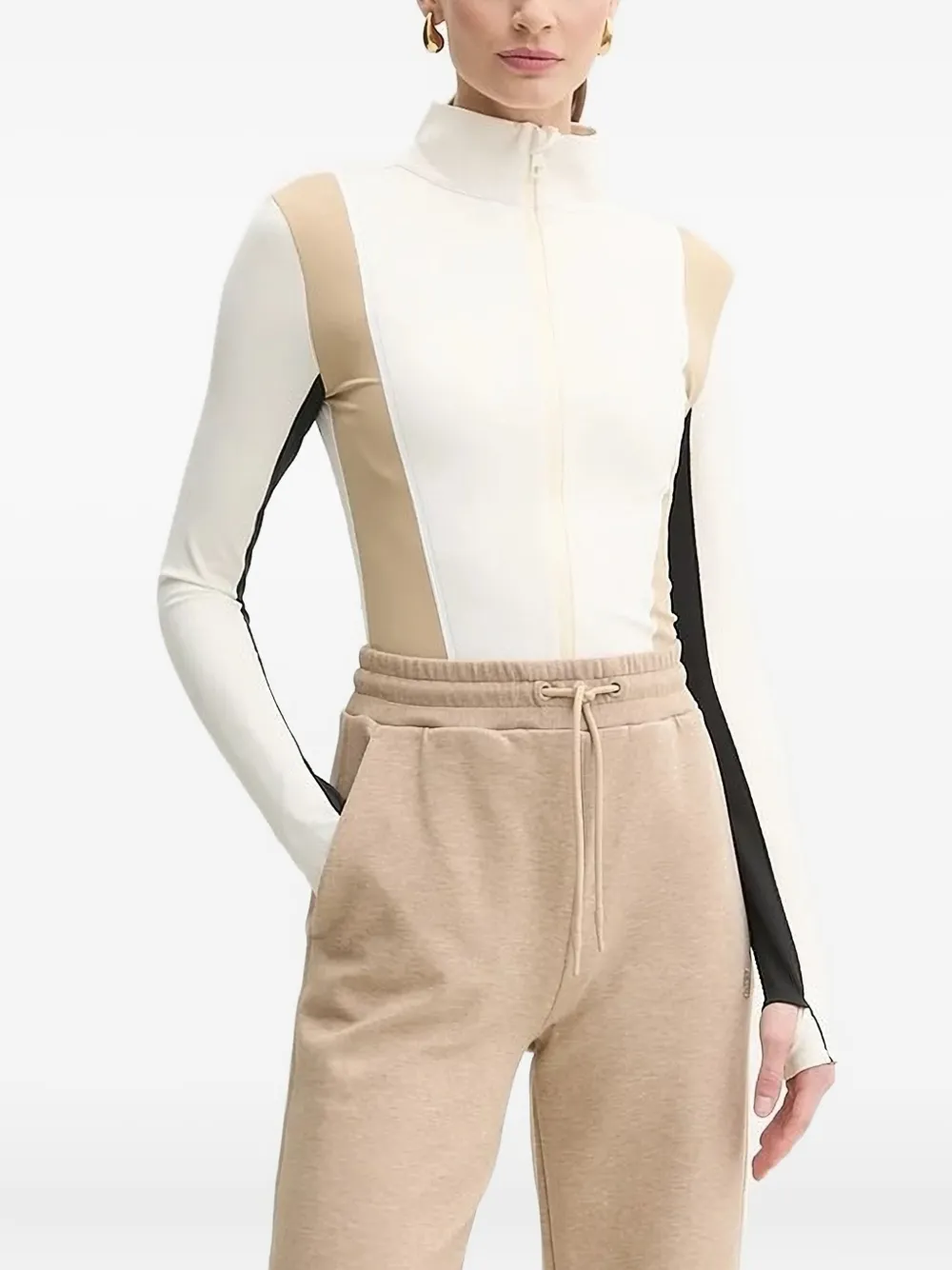 BOSS colour-block zip-neck T-shirt | White | Image 1