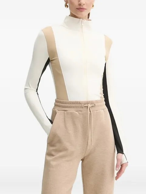 BOSS colour-block zip-neck T-shirt