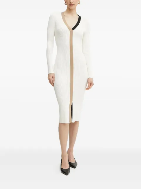 BOSS Fabiri ribbed v-neck midi dress