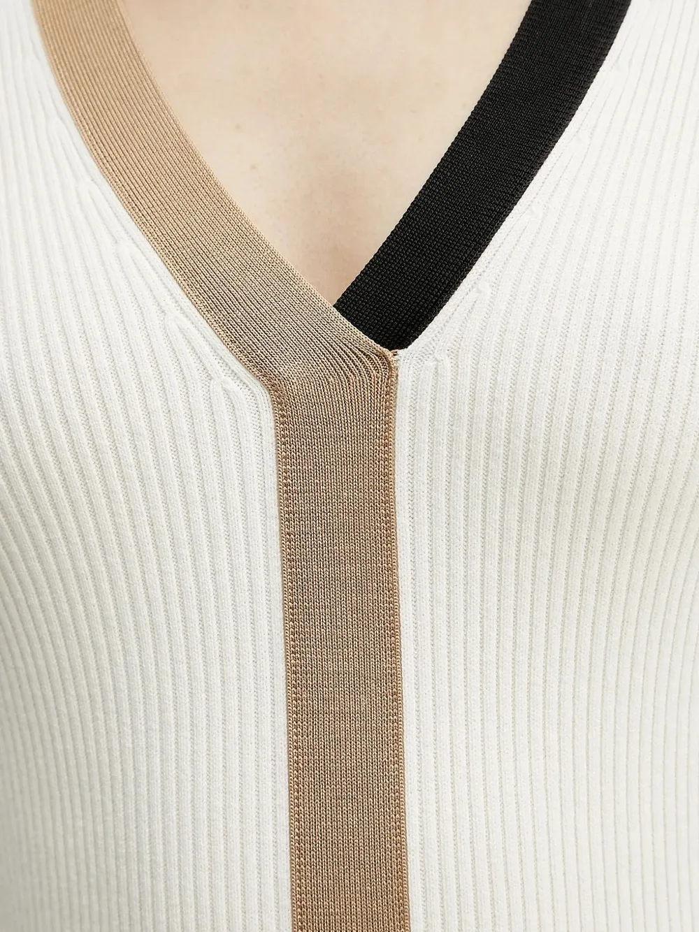 Hugo Boss Fabiri Ribbed V-neck Midi Dress In White