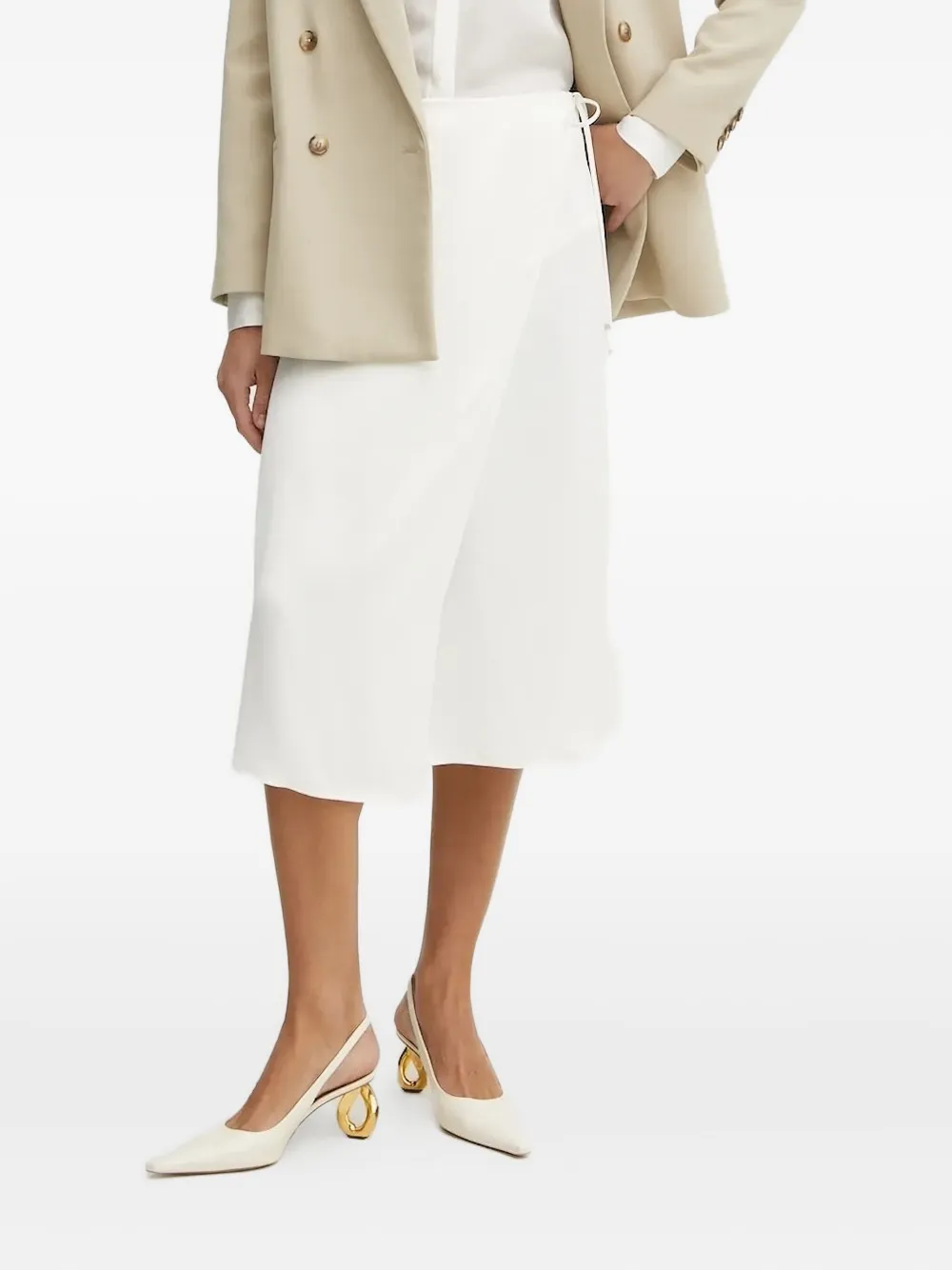 BOSS Midi-rok met wikkel-design Wit