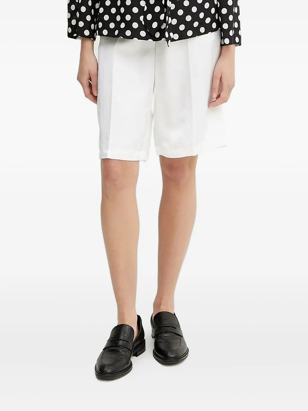 Hugo Boss Elastic-waist Linen Shorts In White