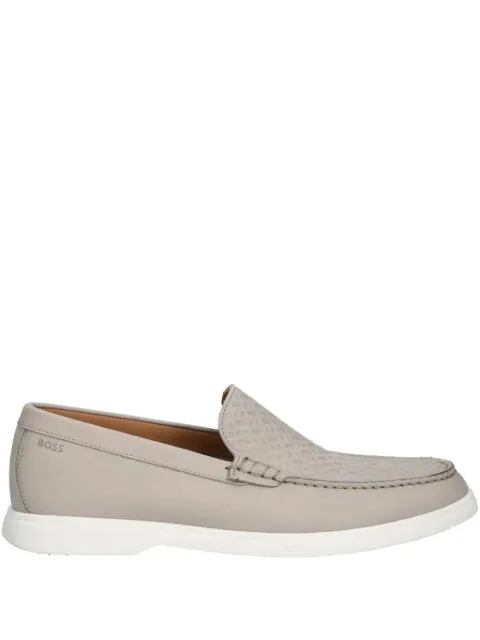 BOSS textured-leather loafers