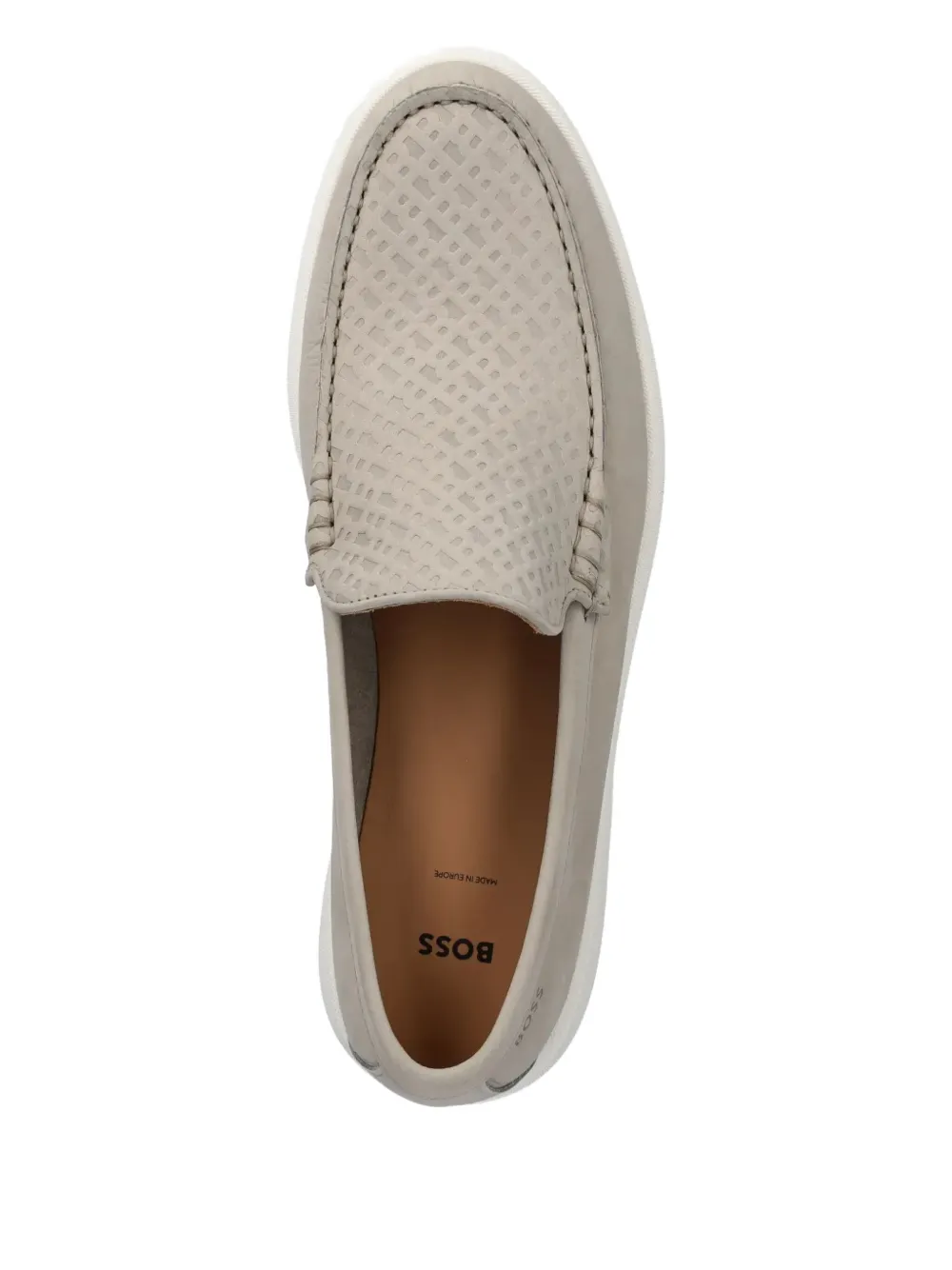 BOSS textured-leather loafers Grey