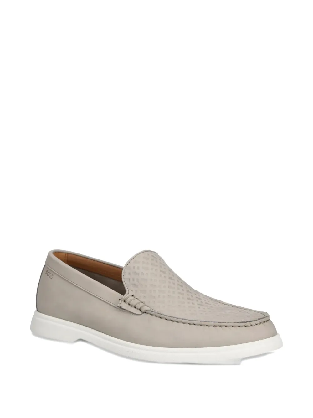 BOSS textured-leather loafers - Grijs
