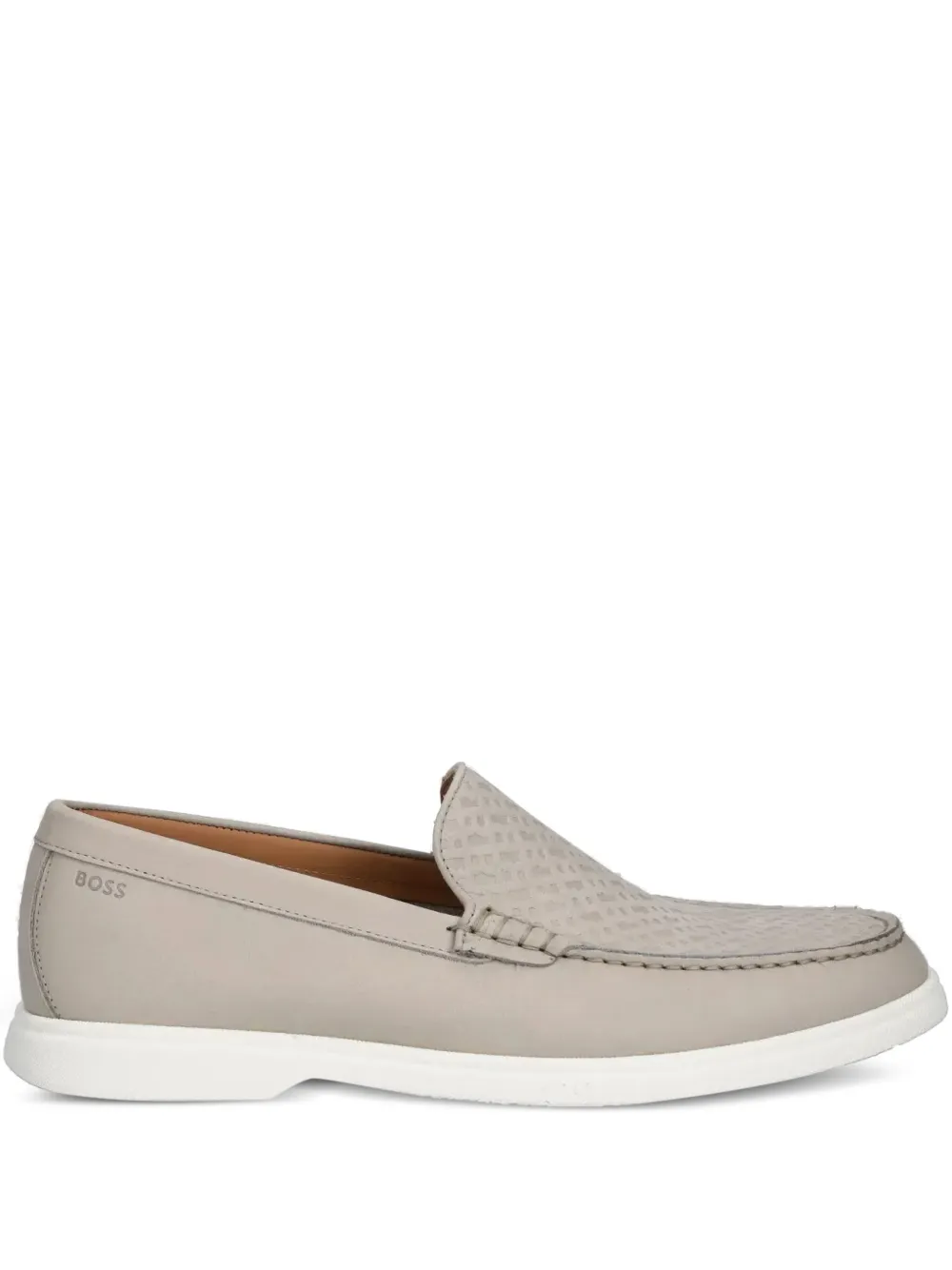 BOSS textured-leather loafers | Grey | Image 1